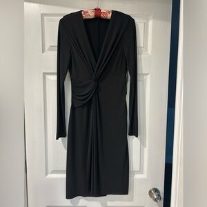 Elie Tahari Black Draped Long Sleeve Dress